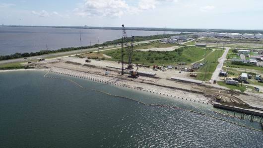 Luftaufnahme von North Cargo Berth 8 im Bau (Foto: Canaveral Port Authority)