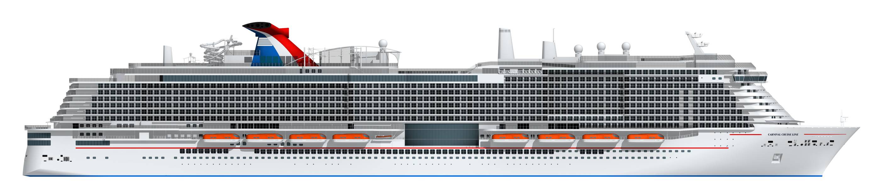 嘉年华新的18万吨级船舶由LNG提供动力的艺术家渲染（图片：嘉年华游轮）