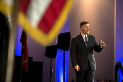 O Diretor Executivo do GPA, Griff Lynch, faz seu discurso sobre o Estado do Porto na quinta-feira, 20 de setembro de 2018, em Savannah, Geórgia. (Foto: Georgia Ports Authority / Stephen B. Morton)