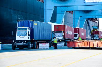 Operaciones intermodales en curso en JAXPORT. Crédito de la imagen: JAXPORT.