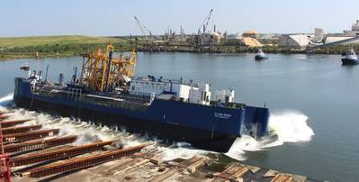 A barcaça de bunker Q-LNG 4000 foi lançada pela construtora VT Halter Marine (Foto: VT Halter Marine)