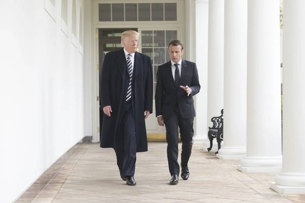 2018年4月にトランプ大統領とメクロン大統領（Shealah Craigheadによる公式ホワイトハウス写真）