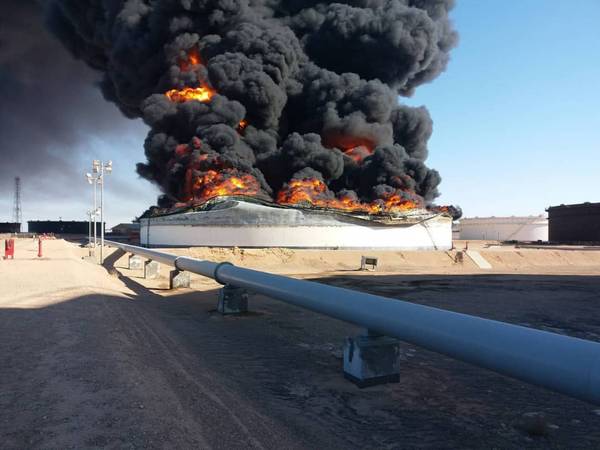 Daño en la terminal Ras Lanuf el 18 de junio de 2018 (Foto: NOC)