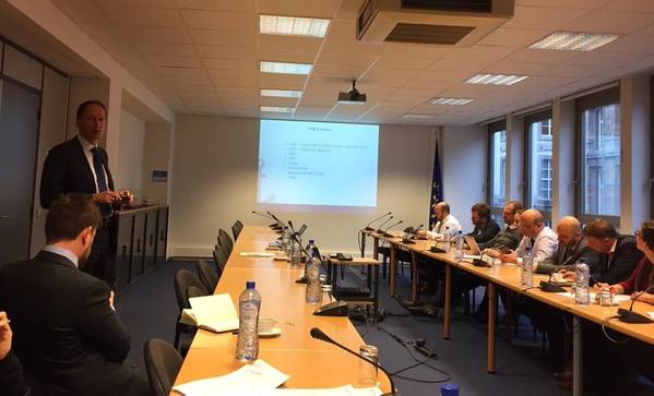 Treffen der europäischen Reeder Sec Gen M Dorsman mit maritimen Attachés über CO2-Emissionen. Foto: ECSA Twitter-Seite