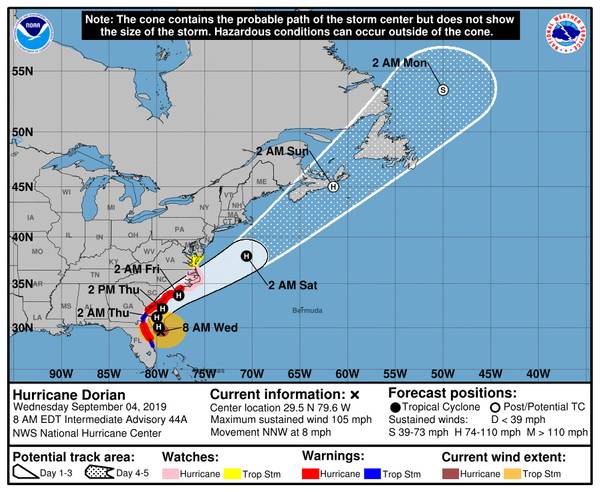 El gráfico de seguimiento de las 8 a.m. (CRÉDITO: NHC)