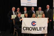 Accepting the awards on behalf of Crowley were Golonka; John Bohn, captain at Crowley’s Marine Transport Lines; Wendy MacDonald, vice president, technical management; Keith Montpas, chief engineer, petroleum services; Jay Debruhl, port captain, petroleum services; Jack Andrews, technical management, and Jarrett Flynn, captain, marine services.