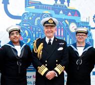 Admiral Lord West of Spithead with Sea Cadets at Seafarers UK’s Annual Meeting last year. (Photo: Seafarers UK)