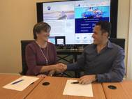 Alexandra Anagnostis-Irons, President of Total Marine Solutions, with TGM C0-founder Alejandro Trillo Menchelli (Photo: Total Marine Solutions)