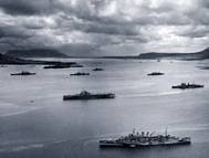 PQ-17 Arctic Convoy, June-July 1942. The covering forces of the PQ-17 Convoy (British and American ships) at anchor in the harbor at Hvalfjord, Iceland, May 1942 (Photo: BOAM)