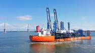 The Zhen Hua 36 arrived in Charleston carrying two SC Ports’ ship-to-shore cranes for the Hugh K. Leatherman Terminal. (Photo: Walter Lagarenne / SCPA)