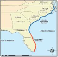 A map of the Atlantic Intracoastal Waterway (AIWA)