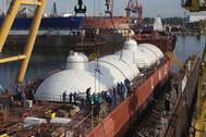 A Type C Tank being installed.