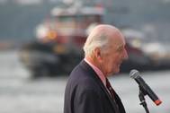Capt. Brian McAllister speaking at his company's 150th Anniversary celebration. (Photo: Greg Trauthwein)