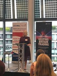 ABP Chief HR Officer, Alison Rumsey speaks at the ABP-WISTA UK reception in City Hall during London International Shipping Week. Photo: ABP