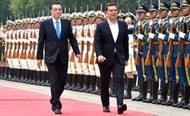 Chinese Premier Li Keqiang (L, front) holds a welcoming ceremony for visiting Greek Prime Minister Alexis Tsipras (R, front) before their talks in Beijing, capital of China, July 4, 2016. Photo: Xinhua