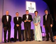 From left: Chris Hayman, Chairman, Seatrade, Sheikh Khalil Al Salmi, Deputy CEO, Oman Drydock Company, Henrik O. Madsen, Group President & CEO, DNV GL, Her Royal highness The Princess Royal and Koji Sekimizu, Secretary-General, International Maritime Organization (IMO)