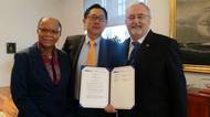 From left: Cleopatra Doumibia-Henry, Kyong-Hoon Kim and Neil bellefontaine (Photo: KSA)