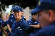Coast Guard Commandant Adm. Paul Zukunft conducts an all-hands meeting at Sector San Juan, Puerto Rico, Nov. 14, 2014. Coast Guard photo by Petty Officer 2nd Class Patrick Kelley.