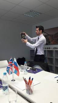 David Mullard leads a product demonstration at Euro-Lift in Russia. (Photo: Straightpoint)