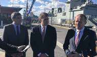 Mike Deeks (CSC, Managing Director Forgacs Marine and Defence), Mark Lamarre (CEO ASC Shipbuilding), Roland Briene (Area Director Asia Pacific, Damen Shipyards Group). Photo by Damen Shipyards Group