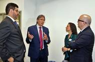 Discussing trade opportunities at a North Port symposium are, from left: Chilean Trade Commissioner Sacha Garafulic; Ivan Mutis, coordinator of the International Trade Hub at Port Manatee; North Port Vice Mayor Linda Yates; and Port Manatee Executive Director Carlos Buqueras. (Photo: Port Manatee)