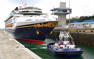 Disney Cruise Line's Disney Wonder transiting the Agua Clara Locks in April 2017. (Photo: ACP)