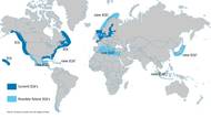 Map of the Emission Control Areas (ECA) in the U.S. and Canada as well as North Sea, English Channel and the Baltic Sea