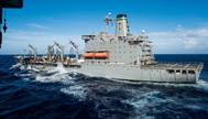 A US Navy fleet oiler on station. CREDIT: USN