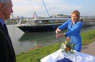 Godmother Jill Ellis christens the Avalon Passion in Linz, Austria. Photo: Avalon Waterways