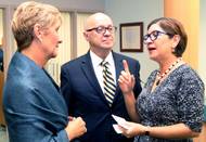 Guatemalan Trade Commissioner Dunia Miranda-Mauri, right, talks about expanding trade ties with, from left, Vanessa Baugh, chairwoman of the Manatee County Port Authority, and Carlos Buqueras, executive director of Port Manatee (Photo: Port Manatee)
