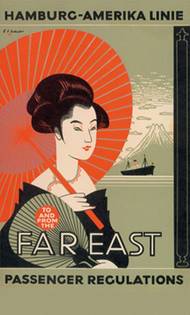 Hapag used Far Eastern motifs to advertise its East Asia services.