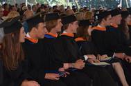 Webb Institute’s Class of 2016 at the 120th Commencement Ceremony. Pictured is, Lauren West, Michael Walker, Cody Stansky, Dylan Przelomski, Kelly O’Brien, llya Mouravieff, Brian Mills, and Jenny Lorenc. Photo credit, Kerri Allegretta (Photo: Webb Institute)