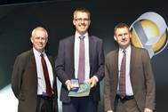 Jean-Jacques Biteau, Vice-President, EAGE; Professor Sebastian Geiger, Heriot-Watt University; Chris Ward, President, EAGE. (Photo: Heriot-Watt)