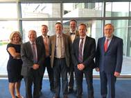 From Left: Julia Bovey, Director of External Affairs, Equinor Wind US; Fred Zalcman, Head of Market Development, Ørsted; Greg Trauthwein, Editor & Associate Publisher Maritime Reporter & Engineering News; Doug Copeland, Senior Manager for Offshore Wind, Atlantic Shores Offshore Wind; Eric Johansson, SUNY Maritime; Alan Hannah, Deputy CEO, Vineyard Wind; and, John Arntzen, Chair, Maritime Industry Museum.