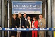 Kimberly Wakeman, vice president, Customized Brokers; Nelly Yunta, vice president, Crowley; Edgar E. Baldizon, commercial director, Linea Vegetal Tecpan SA; Joseph Napoli, chief of staff, Miami-Dade Aviation Department (MDAD); Patricia Millon, vice president, Centurion Cargo, Perishable Goods & Imports; and Ernesto Rodriguez, chief, MDAD Marketing Division. (Photo: Crowley)