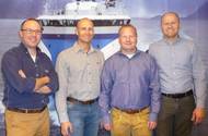 The management team in Ulstein Design & Solutions BV, from left Nick Wessels (Marketing & Sales Manager), Edwin van Leeuwen (Managing Director), Bram Lambregts (Deputy Managing Director), and Alwin Hendriks (Finance Manager