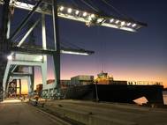 TOTE Maritime loads the barge the morning of October 31. (Photo: TOTE Maritime)