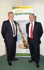 Martin Thomson (left) is welcomed to the Sparrows Group by European Operations Director Mark Beveridge.