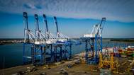 A newly-raised crane is repositioned from the work site back to the wharf to return to service in Charleston, S.C. (Photo: ZPMC)