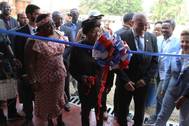 At the opening ceremony, front row, left to right: Juah Lawson, Chair of the Board of Directors of the Liberian Maritime Administration; Ellen Johnson-Sirleaf, President of Liberia; Abraham Avi Zaidenberg, managing director of LMTI; James Kollie, Liberian Maritime Administration Commissioner; and U.S. Ambassador Christine Elder (Photo: Liberian Registry)