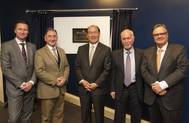 The opening ceremony. From Left to Right: Knut Ørbeck-Nilssen, CEO of DNV GL – Maritime, Professor Sir Jim McDonald, Principal and Vice-Chancellor, University of Strathclyde, Kitak Lim, IMO Secretary General, Professor Dracos Vassalos, Professor of Maritime Safety and acting director at the Maritime Safety Research Center, and Harri Kulovaara – Executive VP of Maritime and Newbuilding RCCL. (Photo: DNV GL)