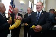Port of New Orleans President and CEO Gary LaGrange hands out Chiquita Bananas following the brand's announcement to return its shipping operations to the Port of New Orleans . Pictured from left are Joe Accardo, Executive Director of the Ports Association of Louisiana, Port Commissioners Robert Barkerding, Jr. and Michael Kearney, and LaGrange.