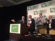Peter Friedmann (left) announces Jim Newsome as the AgTC Person of the Year. (Photo: SCPA)