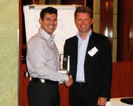 Photo: GL Compit Award Laureate 2011 Denis Morais (left) receives the award from Albrecht Grell, Executive Vice President Maritime Solutions Germanischer Lloyd