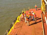 GLDD crew planning next task on the deck.