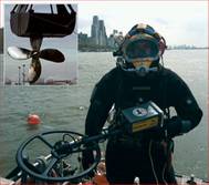 Randive diver with Pulse 8X metal detector, Inset photo: Recovered propeller