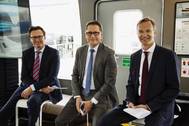 L to R Knut rbeck-Nilssen CEO DNV GL Maritime Remi Eriksen DNV GL Group President CEO Pierre Sames Group Technology Research Director. Pic: DNV GL