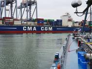 The CMA CGM refueling operation (CREDIT: GoodFuels Marine