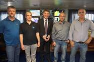 L-R: Kirk Regular, Fisheries & Marine Institute of Memorial University, Tommy Furey, Dr Peter Heffernan, Fabio Sacchetti, Marine Institute, Marcos Miguel Páscoa Parreira Rosa, Instituto Portugues do Mar e da Atmosfera (IPMA). Photo: Marine Institute