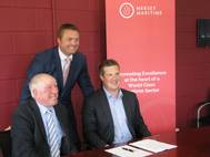 Left to right: Councillor George Davies, Deputy Leader, Wirral Council; Mersey Maritime Chief Executive Officer Chris Shirling-Rooke and Martin White, Chief Executive, Stream Marine Training (Photo: Mersey Maritime)